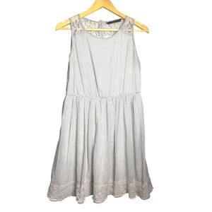 ZARA Trafaluc Collection White & Black Polka Dot Dress w/ Lace Trim, Size M